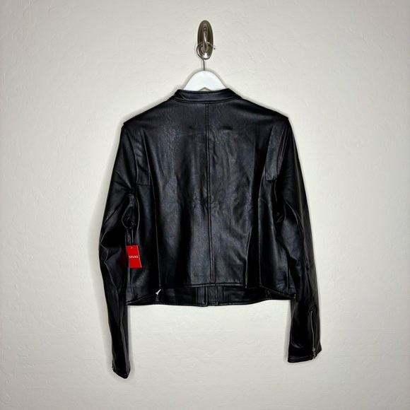 Spanx II Moto Jacket Luxe Black Faux Leather Zip Front New With Tags - Picture 11 of 12
